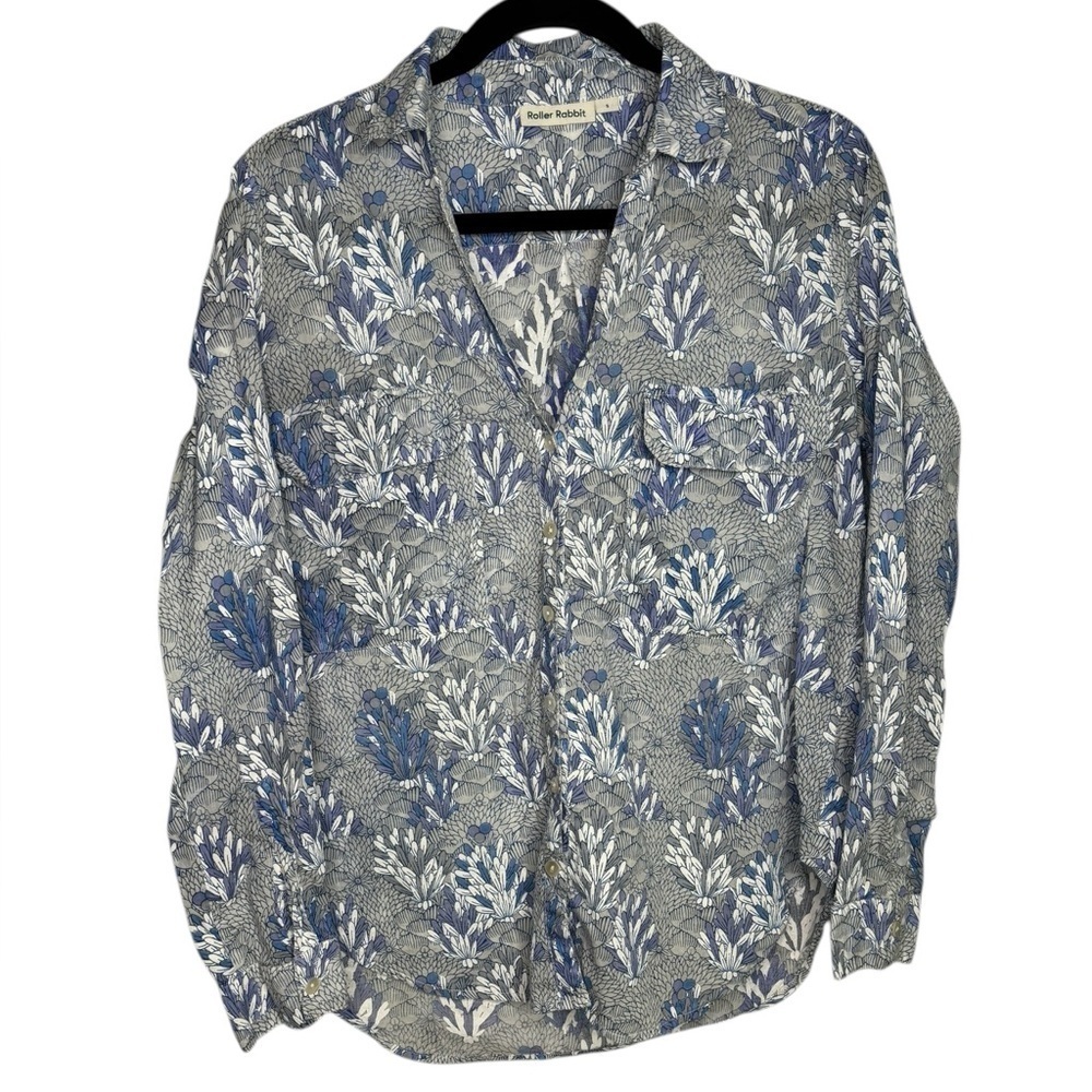 Roller Rabbit Guy Button Down Cotton Printed Shirt Size Small
